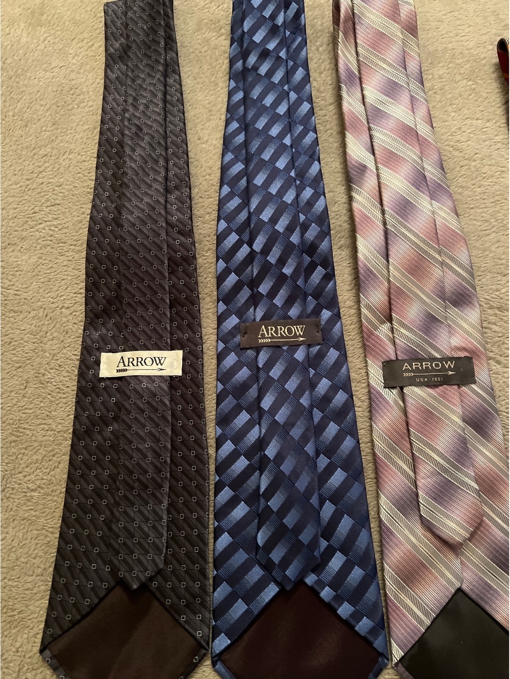 Set of 3 Arrow Men's Silk Ties in Black, Blue, and Pink Stripes